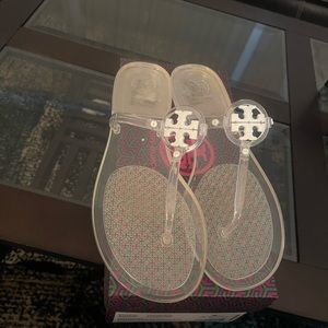 Tory Burch Clear Mini Miller Flat Thong Sandals